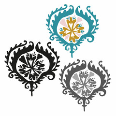 Modern isolated stylized design with abstract black and white flower