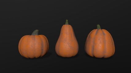 Isolated orange pumpkin on the background 3d-rendering
