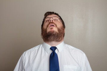 bored man in a dress up shirt