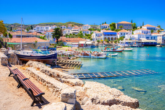 View of the amazing island of Spetses, Greece.