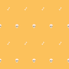 Cute seamless hand-drawn skull halloween pattern