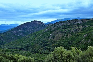 Fototapeta na wymiar Corsica-outlook near the village Castirla
