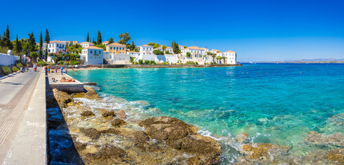 View of the amazing island of Spetses, Greece.