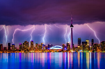 Stormy night in Toronto city Canada