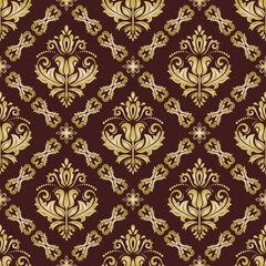 Orient vector classic golden pattern. Seamless abstract background with vintage elements. Orient brown and golden background. Ornament for wallpapers and packaging