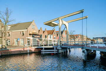 The Groot Nieuwland Bridge over the Old Canal in Alkmaar, Noord-Holland Province, The Netherlands