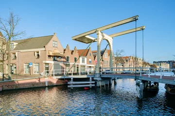 Deurstickers The Groot Nieuwland Bridge over the Old Canal in Alkmaar, Noord-Holland Province, The Netherlands © Holland-PhotostockNL