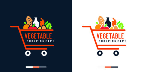 Vegetables shopping cart logo design template
