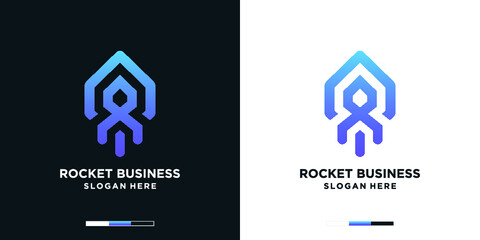 Abstract rocket logo template with line style