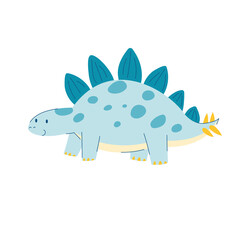 cute cartoon dino stegosaurus. dinosaur in children's cartoon style. cute dinosaur stock vector illustration isolated on white background.