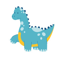cute dino dinosaur diplodocus. cartoon blue reptile. prehistoric monster dragon. baby child animal. stock vector illustration isolated on white background.
