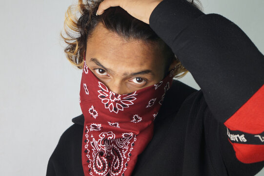 Young Thug Indian Male With A Bandana Covering His Face