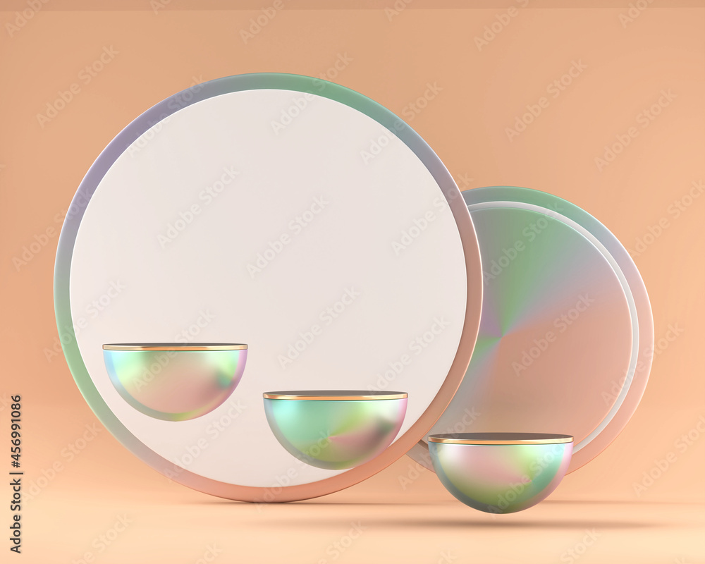 Poster holographic object podium platform product showcase 3d render