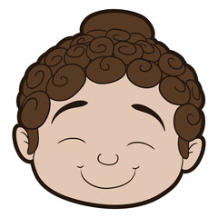 Smiling Baby Buddha face with bold outline, Vector illustration