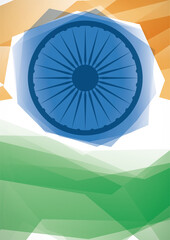 Vertical and geometric design with abstract Indian flag, Vector illustration
