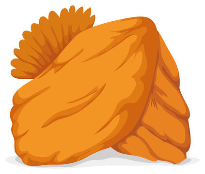 Traditional Indian Pheta turban in saffron color over white background, Vector illustration