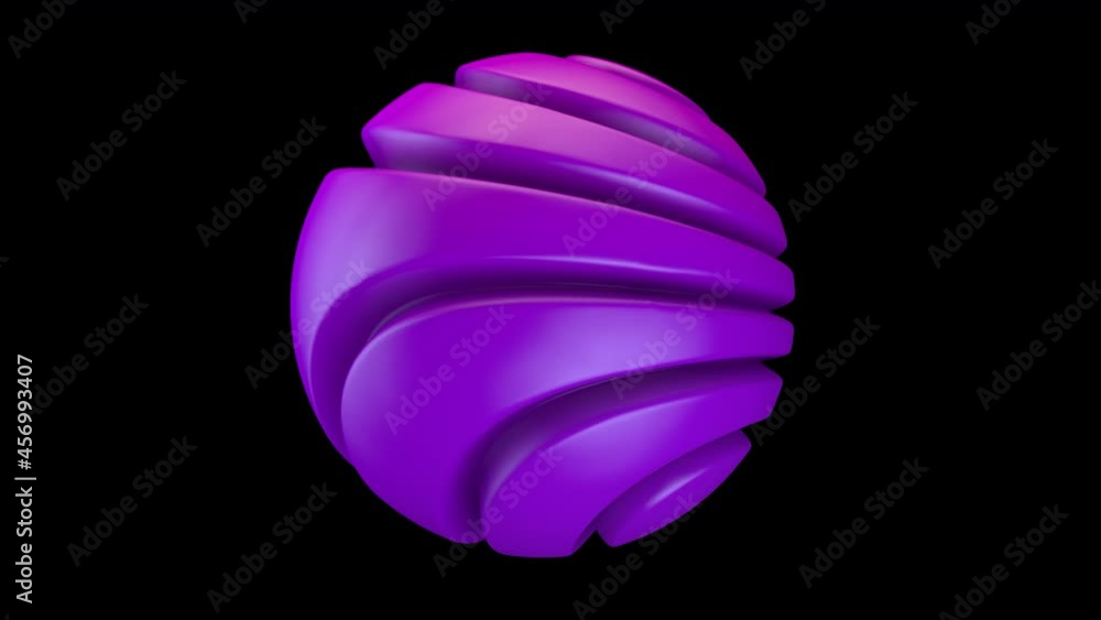 Poster loop 3d animation of a purple abstract ball with convolutions on the surface. a futuristic sphere wi