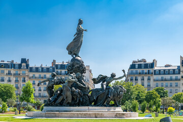 Paris, France, beautiful statue place de la Nation in the 11e district
 - obrazy, fototapety, plakaty