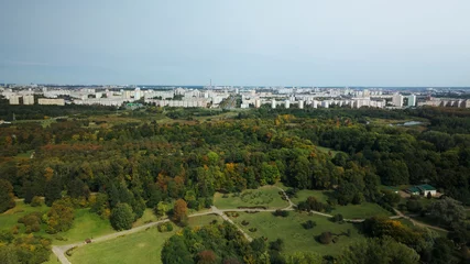 Deurstickers City landscape. Nearby there is a park area. Aerial photography. © f2014vad
