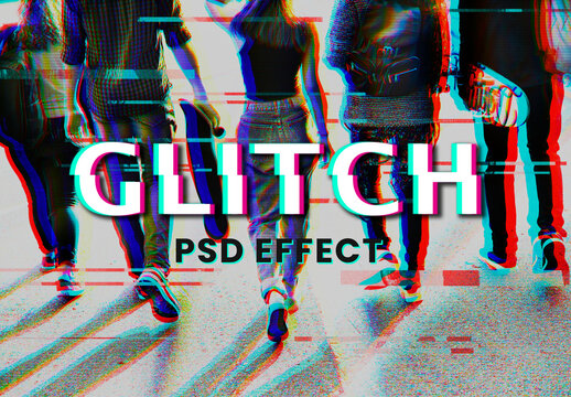 Anaglyph Glitch Effect with Group of Friends