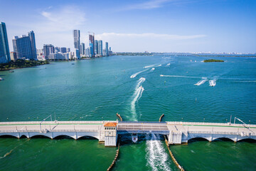 Aerial Drone of Biscayne Bay Miami Florida 