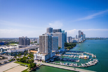 Fototapeta premium Aerial Drone of Biscayne Bay Miami Florida 