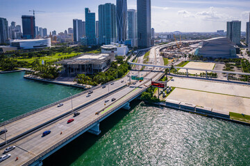 Aerial Drone of Biscayne Bay Miami Florida 