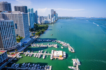 Fototapeta na wymiar Aerial Drone of Biscayne Bay Miami Florida 