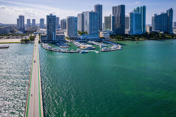 Aerial Drone of Biscayne Bay Miami Florida 