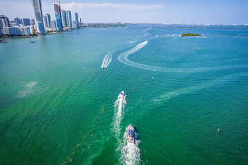 Aerial Drone of Biscayne Bay Miami Florida 