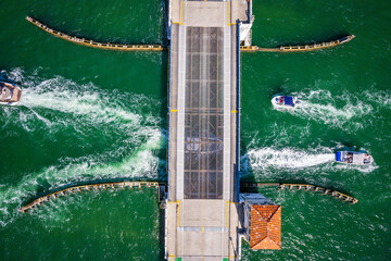 Aerial Drone of Biscayne Bay Miami Florida 