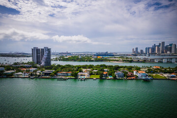 Aerial Drone of Biscayne Bay Miami Florida 