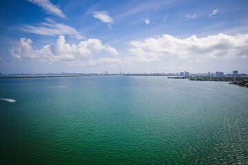 Obraz premium Aerial Drone of Biscayne Bay Miami Florida 