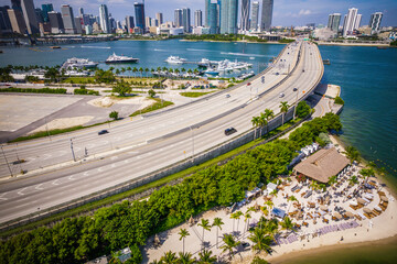 Aerial Drone of Biscayne Bay Miami Florida 