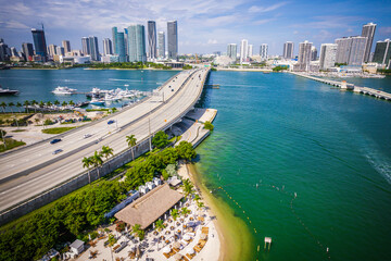 Aerial Drone of Biscayne Bay Miami Florida 