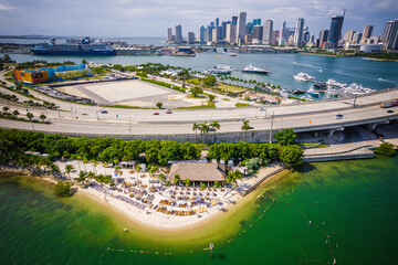 Aerial Drone of Biscayne Bay Miami Florida 