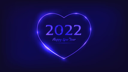 2022 Happy New Year neon background
