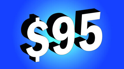 95 Dollar - $95 3D Blue Price Symbol Offer - Save