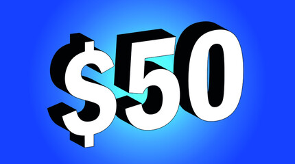 50 Dollar - $50 3D Blue Price Symbol Offer - Save