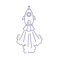 Monochrome rocket doodle illustration