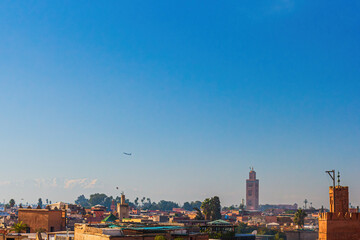Panoramical view on the old Medina of Marrakech, Morokko