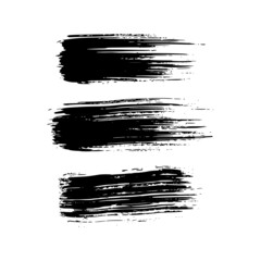 Set of black hand drawn brush strokes