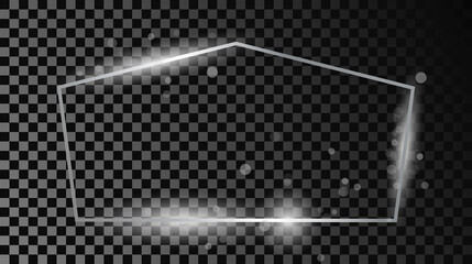 Silver glowing tetragon shape frame with sparkles