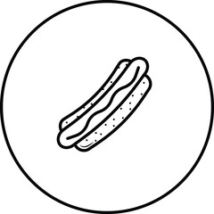 Hot dog flat icon. Pictogram for web. Line stroke. Isolated on white background. Vector design.