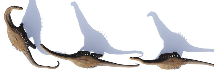 Alamosaurus, dinosaurs from the Late Cretaceous period isolated on white background