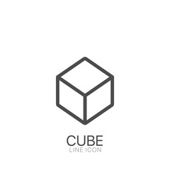 Cube shape vector line icon. Simple Vector Sign and Trendy Symbol for Design