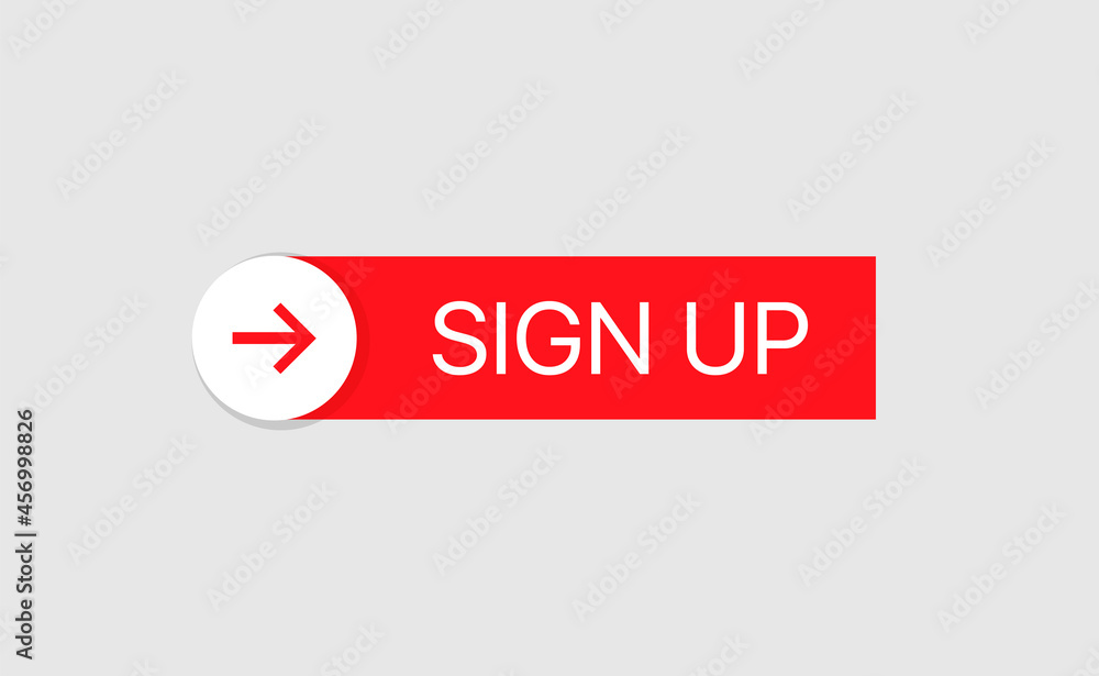 Poster sign up red button vector illustration for web