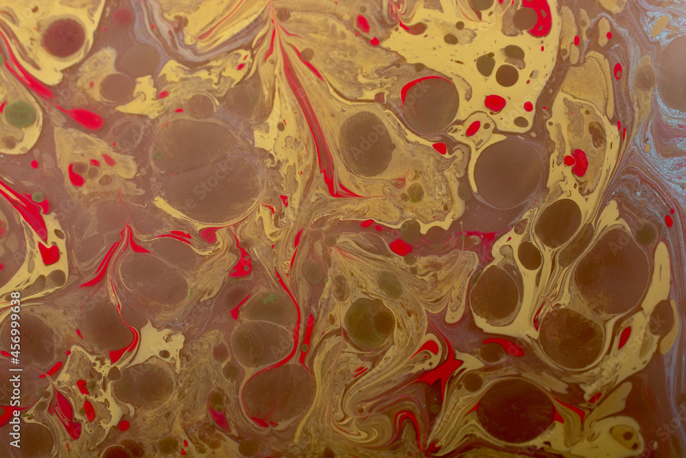 Poster 3d rendering of an abstract, creative pattern, texture with red and yellow colors