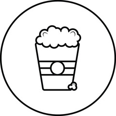 Popcorn line icon. Pop corn, bucket, box. Cinema concept. Vector illustration can be used for watching movie, takeaway food, snack.