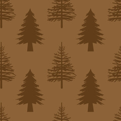 Spruce conifer seamless pattern, khaki brown color, natural floral background theme